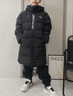 安踏兒童中長(cháng)款羽絨服男女中大童裝2026年冬季新款四防科技保暖羽絨服 黑色 絨子含量80% 160 充絨量184g 曬單實(shí)拍圖