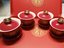 景德鎮(zhèn)高檔敬茶杯結(jié)婚敬酒婚禮對(duì)碗喜碗茶杯子碗筷一對(duì)創(chuàng)意婚慶改口陪嫁 雙喜【敬茶杯4套+加大紅色方托盤 曬單實(shí)拍圖