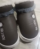 BAIHOU白猴PU皮面高幫棉拖鞋男女包跟家居情侶款毛絨保暖棉鞋 深咖42-43 曬單實(shí)拍圖