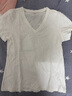 優(yōu)衣庫女裝竹節紗V領(lǐng)T恤/短袖棉白T上衣打底內搭春夏新款483576 00 白色 L /160/88A 曬單實(shí)拍圖