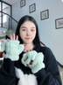 趣木也拼色圣誕鹿半指翻蓋手套女冬天保暖防凍加絨加厚可愛(ài)學(xué)生寫(xiě)字騎車(chē) 米色【翻蓋麋鹿手套】 曬單實(shí)拍圖