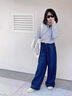 卡兔藍(lán)貓女童加絨褲子秋冬款2024新款兒童冬季一體絨牛仔褲大童裝闊腿長(zhǎng)褲 藍(lán)色加絨 160 曬單實(shí)拍圖