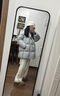 韓璐嬌（hanlujiao）羽絨棉服女2025冬季新款韓版寬松中長(cháng)款加厚面包服小個(gè)子棉衣外套 淺藍色 M 曬單實(shí)拍圖