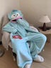 英棠丑魚(yú)兒童可愛(ài)搞怪連體睡衣 女孩睡裙親子裝秋冬季加厚珊瑚絨大嘴 222藍色軟綿綿丑魚(yú)成人連體衣【單睡衣】 170 16碼135-145cm  55-68斤 曬單實(shí)拍圖