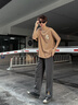 名創(chuàng  )優(yōu)品（MINISO）男士大碼褲子秋季直筒褲2025新款重磅運動(dòng)衛褲休閑寬松闊腿褲男潮 深灰(復古竹褲前左下標) XL /180(顯高顯瘦挺闊有型) 曬單實(shí)拍圖