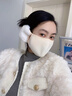 JCZS德國品牌保暖耳罩口罩女冬季2025純棉防風(fēng)防寒加絨護耳二合一面罩 淺灰色 曬單實(shí)拍圖