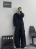 UUCSCC潮牌嘻哈寬松多口袋設(shè)計感工裝休閑褲高街闊腿直筒拖地長褲 黑色 M  110-130斤 曬單實(shí)拍圖