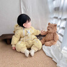 班喜迪嬰兒羽絨服連體衣冬季女寶寶衣服白鴨絨連帽哈衣爬服冬裝外出抱服 黃色 73 充絨量：74g 曬單實(shí)拍圖