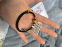 AYQY老鳳凰黃金小金毛足金999線(xiàn)條小狗串珠轉運珠手鏈送女友生日禮 黃金線(xiàn)條狗+2金珠黑繩款 標準 曬單實(shí)拍圖