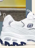 斯凱奇（Skechers）女鞋小白熊女士休閑鞋子厚底增高百搭運動(dòng)軟底老爹鞋女99999863 白色/海軍藍色/WNV1 37 曬單實(shí)拍圖