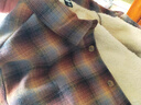 馬登工裝搖粒絨格紋襯衫外套男美式復古格子加絨保暖男士長(cháng)袖襯衣秋冬 藍棕色 【袖子不加絨】 S 曬單實(shí)拍圖