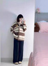 什靚孕婦裝秋冬套裝新品時(shí)尚長(cháng)袖條紋外套寬松遮肚孕婦上衣兩件套 黑色條紋開(kāi)衫外套(單件) XL 曬單實(shí)拍圖