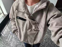 NYING美式扎染pu皮外套男25秋季新款高街潮牌立領(lǐng)休閑夾克痞帥寬松上衣 灰色 L （130-150斤） 曬單實(shí)拍圖