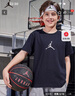 Jordan耐克AJ童裝男女童短袖t恤 Nike夏季兒童后背印花短T上衣 正黑色 曬單實(shí)拍圖