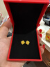 中國黃金（CHINA GOLD）18K金小方糖耳釘女款直針款養耳洞耳飾情人節生日禮物送女友愛(ài)人 【今/次日達】18K金小方糖耳釘 曬單實(shí)拍圖
