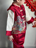 班喜迪男童漢服套裝秋裝寶寶周歲禮服嬰兒中式唐裝秋冬國風(fēng)兒童喜慶衣服 紅色 90 曬單實(shí)拍圖