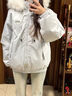 億梵莎棉服女2025新款冬季羽棉襖絨服女bf風(fēng)派克工裝國潮獨特超好看外套 白灰色 均碼 （可聯(lián)系客服備注碼數） 曬單實(shí)拍圖