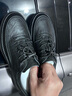 天美意鞋子男商場(chǎng)同款厚底套腳皮鞋男休閑鞋春秋款3NA01AM4 黑色 39 曬單實(shí)拍圖
