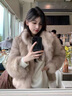 離境天貂皮皮草女真皮韓女千金整皮狐貍毛立領(lǐng)皮草外套女冬新 米灰霜色 S 曬單實(shí)拍圖