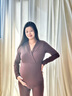 雅特茂[帶胸墊]雅特茂孕婦秋衣褲睡衣孕期哺乳暖月子服冬 粉玫瑰【95棉磨毛 固定胸墊】1353 M（90-125斤） 曬單實(shí)拍圖