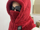 暢印圍脖口罩一體帽子冬季防寒防風(fēng)帽男女毛絨護耳包頭帽保暖套頭帽 圍脖頭套一體帽【紅色】加絨加厚 曬單實(shí)拍圖