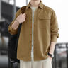 MMOPTOP日系純棉長(cháng)袖襯衫秋男士秋冬季純色休閑襯衫MCS37卡其XL 曬單實(shí)拍圖