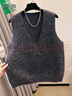 她池亮片馬夾2025秋裝新款女裝V領(lǐng)簡(jiǎn)約套頭寬松款針織馬甲 曬單實(shí)拍圖