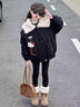 女童派克服外套秋冬2025新款洋氣兒童好看潮流保暖加棉加厚棉衣潮 藏青色【夾棉加厚款】 150 曬單實(shí)拍圖