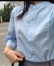 范思藍恩清氧薄荷設計感小眾襯衫女夏立領(lǐng)正式場(chǎng)合襯衣24FS12100 冰川藍 M 曬單實(shí)拍圖