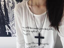 暗黑系復古木制十字架項鏈女y2k亞文化哥特朋克配飾小 黑色十字架項鏈 曬單實(shí)拍圖