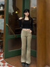 美麗衣櫥（BEAUTIFUL WARDROBE）美式卡其色微喇牛仔褲女春季2026彈力不貼腿寬松闊腿顯瘦喇叭褲子 曬單實(shí)拍圖
