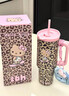 野獸派家居（tbh）三麗鷗Hello Kitty巨無(wú)霸保溫吸管杯水杯不銹鋼保冷杯禮物 巨無(wú)霸保溫吸管杯 粉色豹紋 1200ml 含mini收納包掛件 曬單實(shí)拍圖