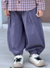 papa爬爬春季兒童褲子男女童休閑褲斜紋水洗棉寬松燈籠褲 紫色 110 曬單實(shí)拍圖