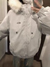 F426【趙露思許妍同款】90絨加厚大毛領(lǐng)工裝派克連帽羽絨服 白灰色 M 曬單實(shí)拍圖