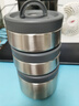 樂(lè )扣樂(lè )扣（LOCK&LOCK）三層便攜式304不銹鋼保溫飯盒保溫桶便當盒+飯盒包 深灰色2L 曬單實(shí)拍圖