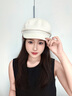 JIOESC八角貝雷帽子女2025新薄款秋冬季大頭圍白色百搭顯臉小報童畫(huà)家帽 米色  （54-58cm）一般都能戴 曬單實(shí)拍圖