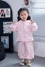 FIDQIOG國際品牌女童春秋套裝2025新款兔耳洋派兒童秋裝厚棉衛(wèi)褲T 粉紅色 100 曬單實(shí)拍圖