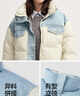 森馬（Semir）羽絨服女冬90絨子防潑水拼接牛仔oversize立領(lǐng)個(gè)性潮酷面包服 白藍色調（白鴨絨）00318 M 曬單實(shí)拍圖