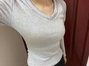 慕伊銘（MUYIMING）加絨德絨加厚打底秋冬季新款正肩長(cháng)袖T恤辣妹保暖修身顯瘦上衣 灰色-【加絨加厚寶寶絨】 S 曬單實(shí)拍圖