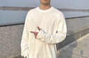 自由系打底衫男純棉圓領(lǐng)長(cháng)袖T恤秋季內搭修身上衣簡(jiǎn)約休閑打底衣秋衣男 曬單實(shí)拍圖