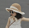 曇蓓漫兒童遮陽(yáng)帽子女童夏季草帽親子防曬漁夫帽寶寶海邊沙灘太陽(yáng)蕾絲帽 兒童沙灘帽【花邊卡其色】 【適合頭圍48-55cm】 曬單實(shí)拍圖