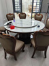 譽(yù)派烏金木圓餐桌椅組合大理石餐臺家用餐廳實(shí)木餐桌現代新中式帶轉盤(pán) 烏金木餐桌(大理石) 一桌六椅 1.35米 曬單實(shí)拍圖
