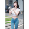 軒詩道新款蜜桃臀牛仔褲休閑性感提臀褲女淺藍(lán)色塑形翹臀顯瘦彈力鉛筆褲 淺藍(lán)色（蜜桃臀褲） 常規(guī) S （80-90斤） 曬單實拍圖