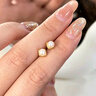 中國黃金小方糖黃金耳釘女足金珍珠耳飾生日禮物送女友送老婆紀念 足金珍珠耳釘/京速達 曬單實(shí)拍圖