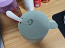 AILUKI日本多功能電熱奶杯熱牛奶神器辦公室一人養生杯家用早餐杯養生杯 淺衫綠（送勺子） 曬單實(shí)拍圖