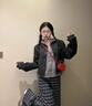 棠暖復(fù)古格子闊腿褲女款秋冬季2025新款寬松慵懶風(fēng)藏青色休閑毛呢褲子 藏青色 M 80-120斤 曬單實(shí)拍圖