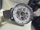 冠琴（GUANQIN）手表男士機械表全自動(dòng)鏤空雙子星系列男表防水夜光瑞士品質(zhì)腕表 鋼帶銀色白面 曬單實(shí)拍圖