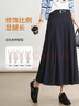 白鹿語(yǔ)學(xué)院風(fēng)繡花百褶裙2025秋季新款氣質(zhì)壓褶A字裙長(cháng)裙 藏藍色  M  曬單實(shí)拍圖