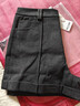 紅袖（hopeshow）磨毛保暖休閑褲2025冬季新款女裝翻邊結構線(xiàn)拼接插袋顯瘦A字短褲 黑灰3090 XL 曬單實(shí)拍圖
