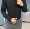 羅蒙（ROMON）法式大領(lǐng)白襯衫男士長(cháng)袖春秋季新款高級感高領(lǐng)白色免燙襯衣男衣服 黑色3010 4XL (166-180斤) 曬單實(shí)拍圖